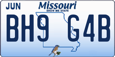 MO license plate BH9G4B