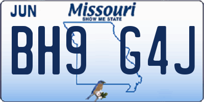 MO license plate BH9G4J