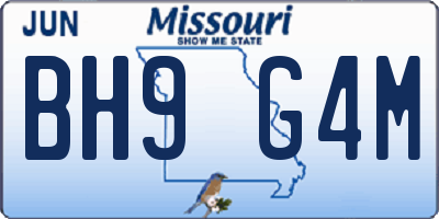 MO license plate BH9G4M