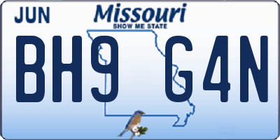 MO license plate BH9G4N