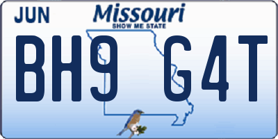 MO license plate BH9G4T