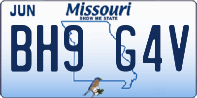 MO license plate BH9G4V