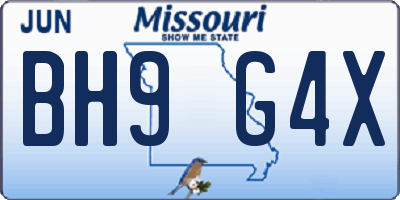MO license plate BH9G4X