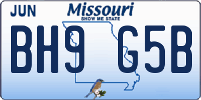 MO license plate BH9G5B