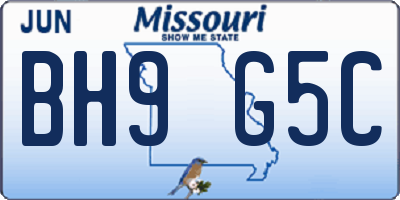 MO license plate BH9G5C