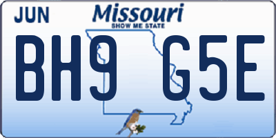 MO license plate BH9G5E