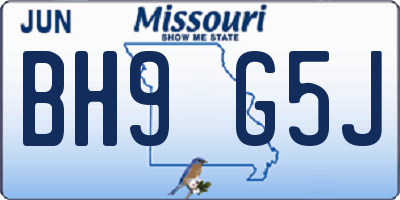 MO license plate BH9G5J