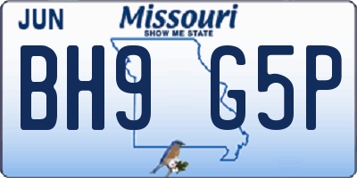 MO license plate BH9G5P