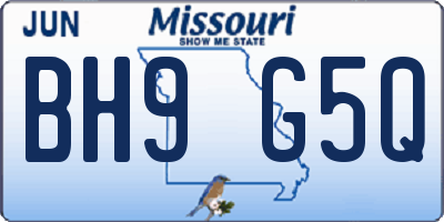 MO license plate BH9G5Q