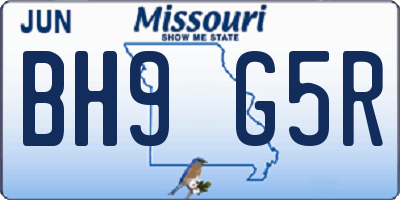 MO license plate BH9G5R