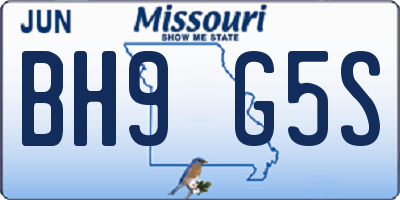 MO license plate BH9G5S