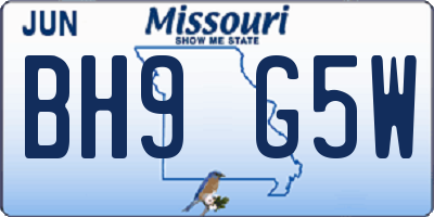 MO license plate BH9G5W