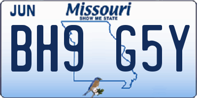 MO license plate BH9G5Y