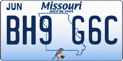 MO license plate BH9G6C