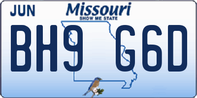 MO license plate BH9G6D