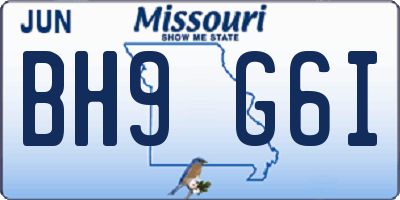 MO license plate BH9G6I