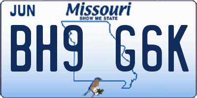 MO license plate BH9G6K