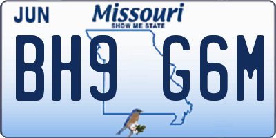 MO license plate BH9G6M