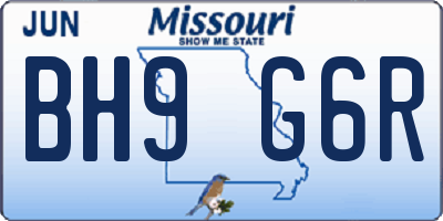 MO license plate BH9G6R