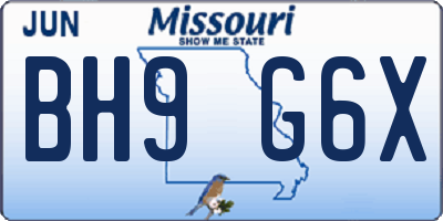 MO license plate BH9G6X