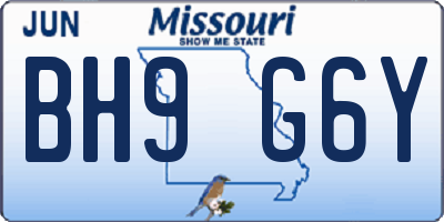 MO license plate BH9G6Y