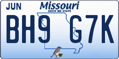 MO license plate BH9G7K