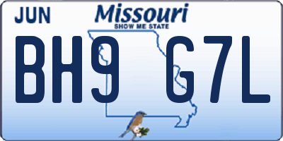 MO license plate BH9G7L