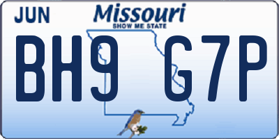 MO license plate BH9G7P