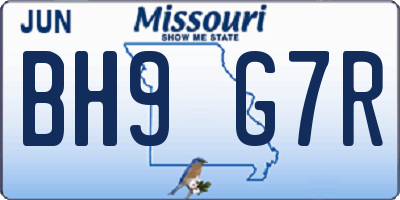 MO license plate BH9G7R