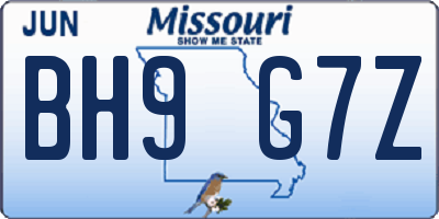 MO license plate BH9G7Z