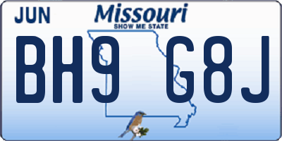 MO license plate BH9G8J