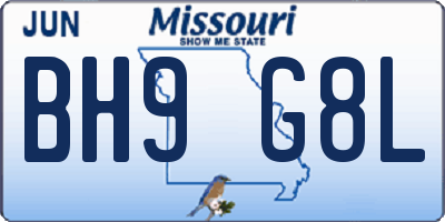 MO license plate BH9G8L