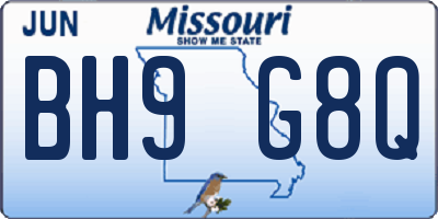 MO license plate BH9G8Q
