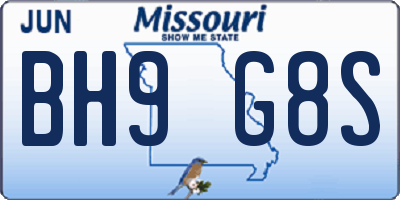 MO license plate BH9G8S