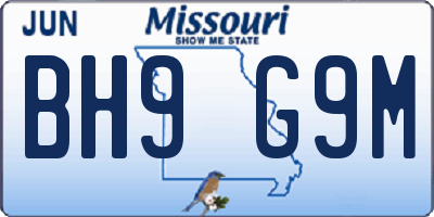 MO license plate BH9G9M