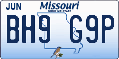MO license plate BH9G9P