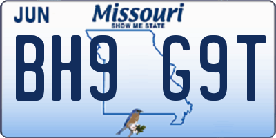 MO license plate BH9G9T