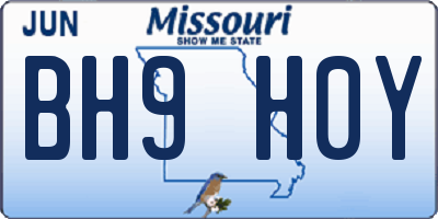 MO license plate BH9H0Y