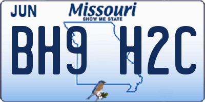 MO license plate BH9H2C