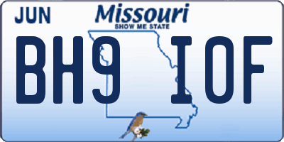 MO license plate BH9I0F