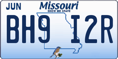 MO license plate BH9I2R
