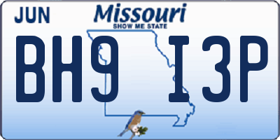 MO license plate BH9I3P