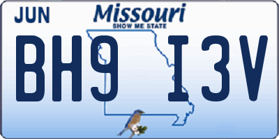 MO license plate BH9I3V
