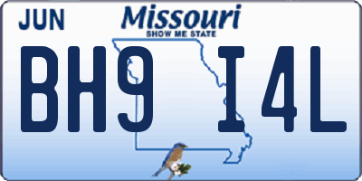 MO license plate BH9I4L