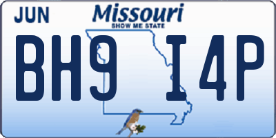 MO license plate BH9I4P