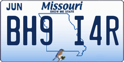 MO license plate BH9I4R