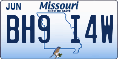 MO license plate BH9I4W