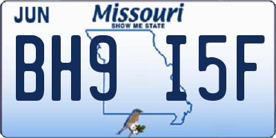MO license plate BH9I5F