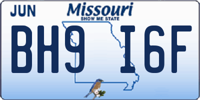 MO license plate BH9I6F