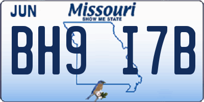 MO license plate BH9I7B